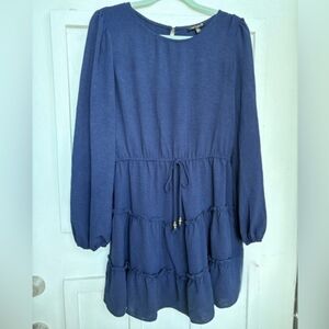 City Triangles Navy Dress XL Ruffle Long Sleeves